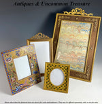 Exceptional Antique French Jeweled Frame, Dore Bronze, Easel Back, Loop, 52 Cabochons