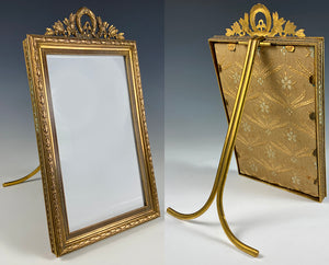 Antique French Dore Bronze Wreath Top Cabinet Card Photo Frame, Napoleon III Era, c.1870