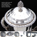 Rare Antique French Sterling Silver 17" Kettle or Samovar, Ribbed Body with Acanthus & Laurel