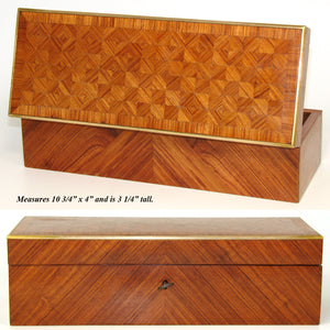 Antique French Napoleon III Kingwood Parquet Glove or Document, Table or Jewelry Box, Casket