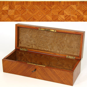 Antique French Napoleon III Kingwood Parquet Glove or Document, Table or Jewelry Box, Casket