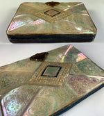 Antique French Carved Mother of Pearl 4.25" Calling Card Case, Necessaire, Napoleon III