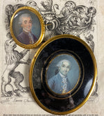 antique French Portrait Miniature, c.1770s Gentleman, 14k Brooch Mount