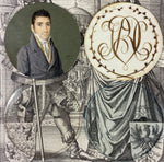 antique French Portrait Miniature, Gentleman in Embroidered Vest, Signed Lefebure, 1813, Hair Art Back