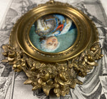 Antique French Portrait Miniature, Opulent Bronze Frame, King Louis XV Painted c.1840-60, Grand Tour Souvenir