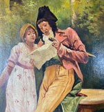 Antique French Oil Painting on Canvas, c. 1795 Couple in Landscape, Incroyables & Marveillieuse