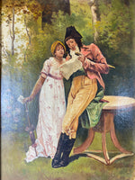 Antique French Oil Painting on Canvas, c. 1795 Couple in Landscape, Incroyables & Marveillieuse