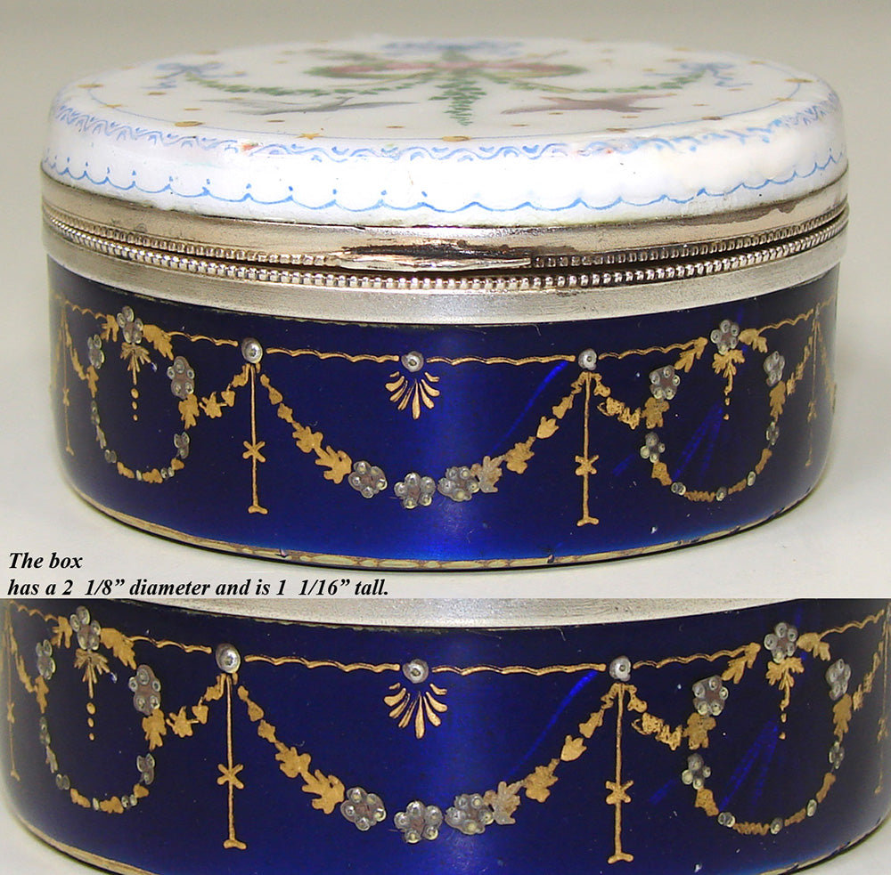 Viennese  c.1850-60  Vienna Austria Kiln Fired Enamel Patch or Snuff, Vanity Box, Casket, Sterling Silver, Packeny, Karl Active: 1815-58