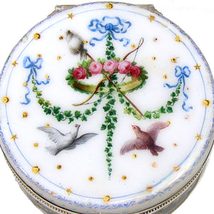 Viennese  c.1850-60  Vienna Austria Kiln Fired Enamel Patch or Snuff, Vanity Box, Casket, Sterling Silver, Packeny, Karl Active: 1815-58