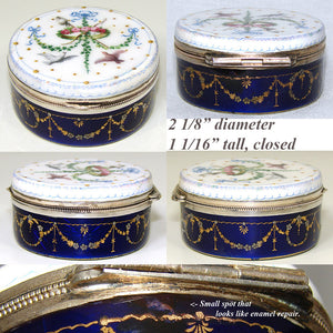 Viennese  c.1850-60  Vienna Austria Kiln Fired Enamel Patch or Snuff, Vanity Box, Casket, Sterling Silver, Packeny, Karl Active: 1815-58