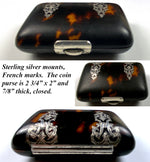 Antique French Coin Purse, Fine Tortoise Shell and Silver, Napoleon III, Victorian