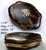 Antique French Pique Coin Purse, Fine Tortoise Shell and Silk, Napoleon III, Victorian Era