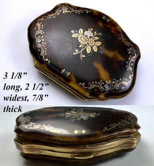 Antique French Pique Coin Purse, Fine Tortoise Shell and Silk, Napoleon III, Victorian Era