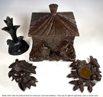 Antique Swiss Black Forest HC Figural House Cigar Caddy, Box, Chest, Presentation, Fox and Hare