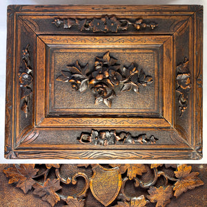 Antique HC Swiss Black Forest Cigar Cabinet, Chest, Server: Ornate Floral & Foliate Decoration