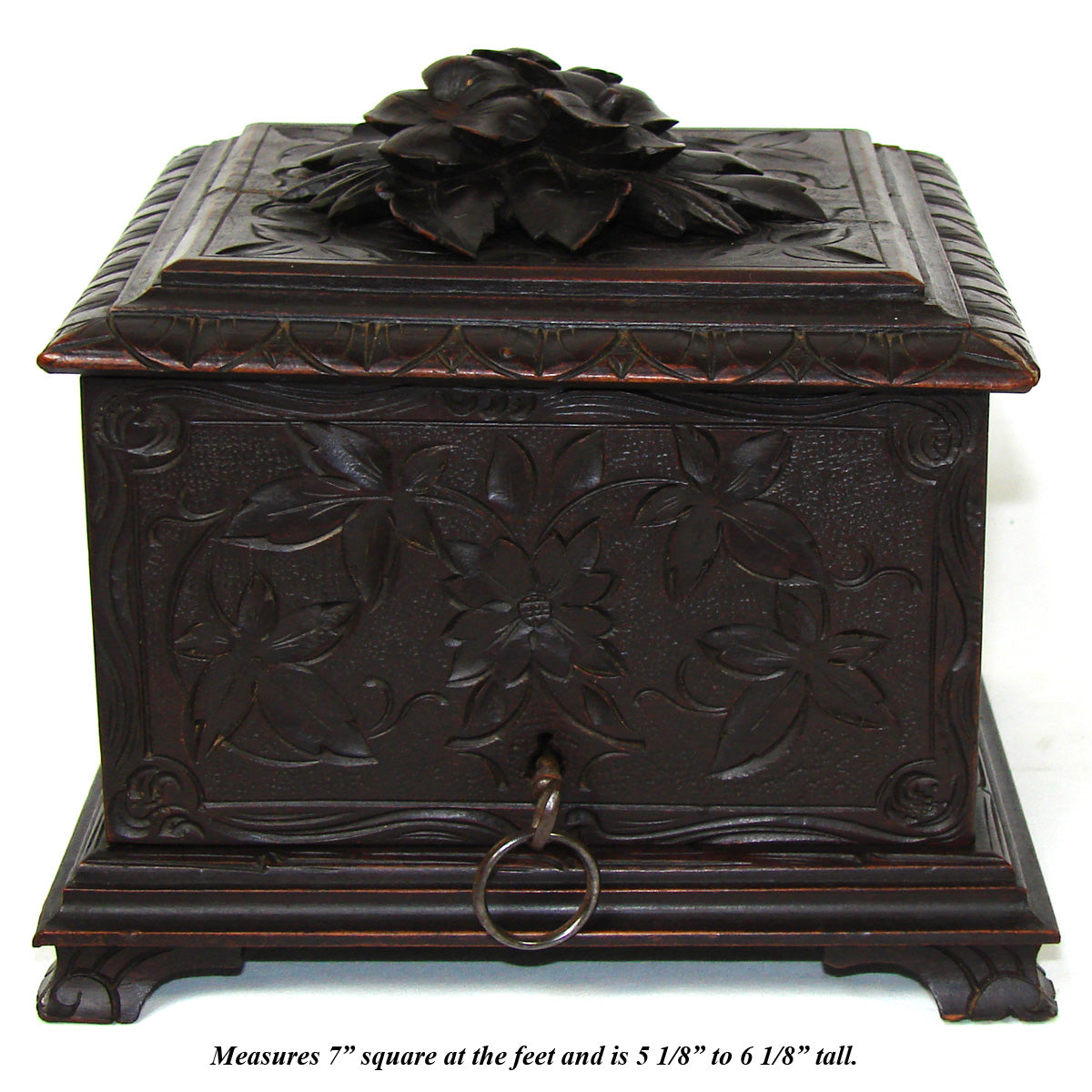 Antique Victorian Era Black Forest Carved Square Cigar Presenter, T – Antiques & Uncommon Treasure