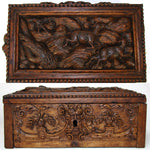 Ornate Antique Victorian Era Hand Carved Oak 13.5" Table or Work Box, Black Forest Style