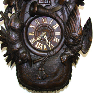 Antique Victorian Era Black Forest Carved 16.5" Cuckoo Clock, Ed. Schirrmann Maker