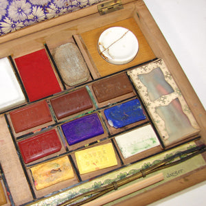 Antique French J.M. Paillard Watercolor Artist's Paint Set, Box with Lots of Contents