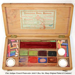 Antique French Bourgeois Aine Watercolor Artist's Box, Set with Some Original Contents