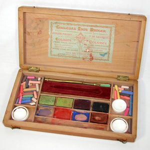 Antique French Bourgeois Aine Watercolor Artist's Box, Set with