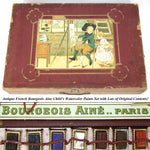 Antique French Bourgeois Aine Child's Watercolor Paints Set, Box, Lots of Orig. Contents