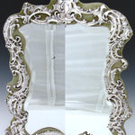 HUGE Antique William Comyns Sterling Silver 18.75” Vanity or Boudoir Mirror, Ornate Rococo Style, Easel Back