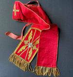 Antique French Catholic Priest's Stole, Silk and Gold Metallic Thread Ecclesiastical Stole, Collar