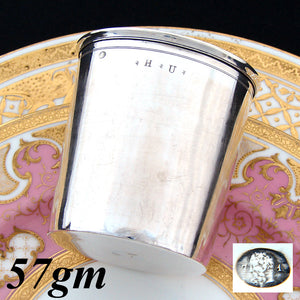 Antique French 1819-1838 Sterling Silver Wine or Mint Julep Cup, Tumbler or Timbale, “H.U."