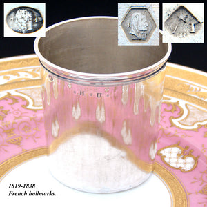 Antique French 1819-1838 Sterling Silver Wine or Mint Julep Cup, Tumbler or Timbale, “H.U."