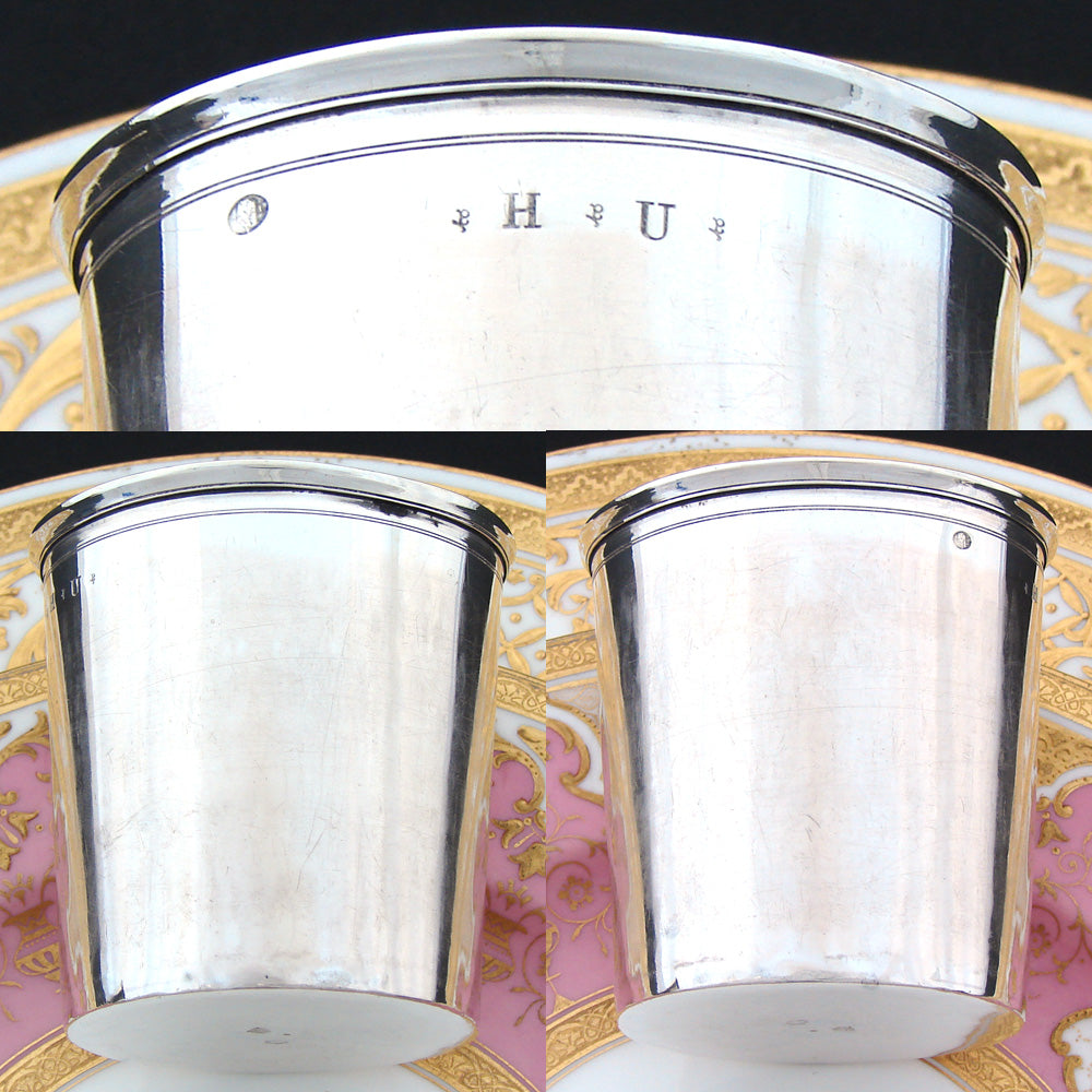 Antique French 1819-1838 Sterling Silver Wine or Mint Julep Cup, Tumbler or Timbale, “H.U."