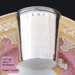 Antique French 1819-1838 Hallmarked Sterling Silver Wine or Mint Julep Cup, Tumbler or Timbale, “L.M.C."