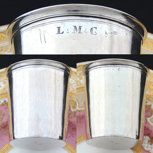 Antique French 1819-1838 Hallmarked Sterling Silver Wine or Mint Julep Cup, Tumbler or Timbale, “L.M.C."