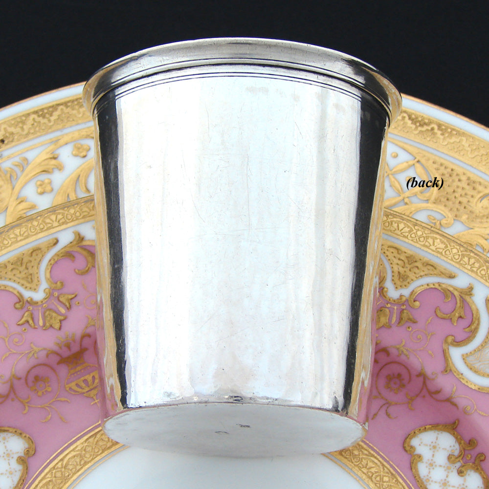 Antique French 1819-1838 Hallmarked Sterling Silver Wine or Mint Julep Cup, Tumbler or Timbale, “L.M.C."