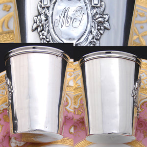 Antique French Sterling Silver Mint Julep or Wine Cup, Tumbler or "Timbale", MG Monogram