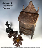 Charming Carved Wood French Country French 17.5" Tall Salt Box, Cabinet after 18th Century Style